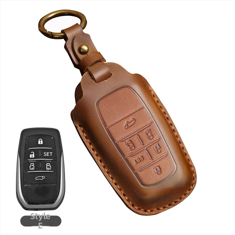 Tangsen husă cheie Toyota din piele de vită, stil retro, cu cataramă