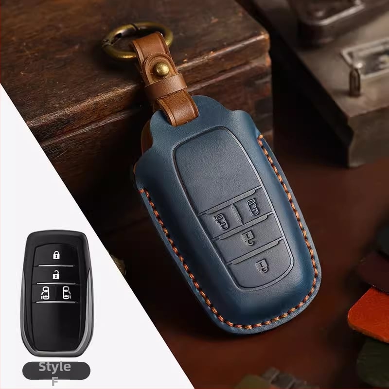 Tangsen husă cheie Toyota din piele de vită, stil retro, cu cataramă