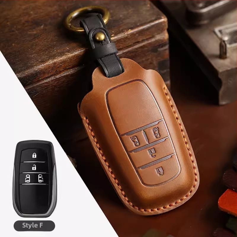 Tangsen husă cheie Toyota din piele de vită, stil retro, cu cataramă