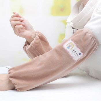 Koreai stílusú női karvédők – hosszú velúr karvédők, rajzfilm mintával, patch hímzés, téli használat, anti-szennyezés