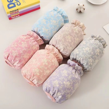 Дамски есенно-зимни двойнослойни дантелени мрежести ръкави — полиестер, водоустойчиви, против замърсяване, против масло, флорални мотиви