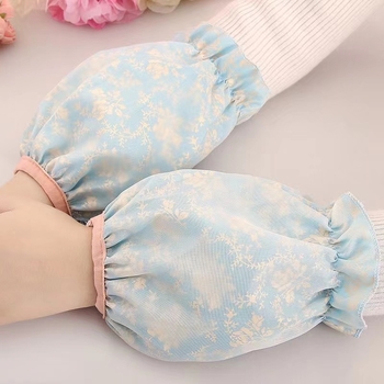 Дамски есенно-зимни двойнослойни дантелени мрежести ръкави — полиестер, водоустойчиви, против замърсяване, против масло, флорални мотиви