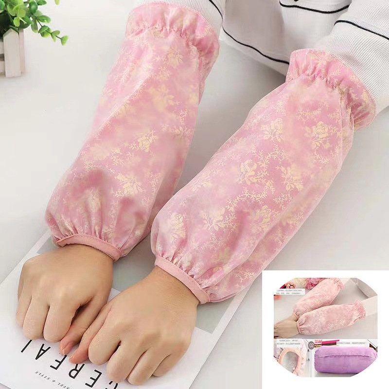 Дамски есенно-зимни двойнослойни дантелени мрежести ръкави — полиестер, водоустойчиви, против замърсяване, против масло, флорални мотиви