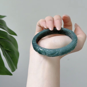 Jade apyrankė su trimatės fenikso motyvu, rankų darbas, etninio stiliaus papuošalas