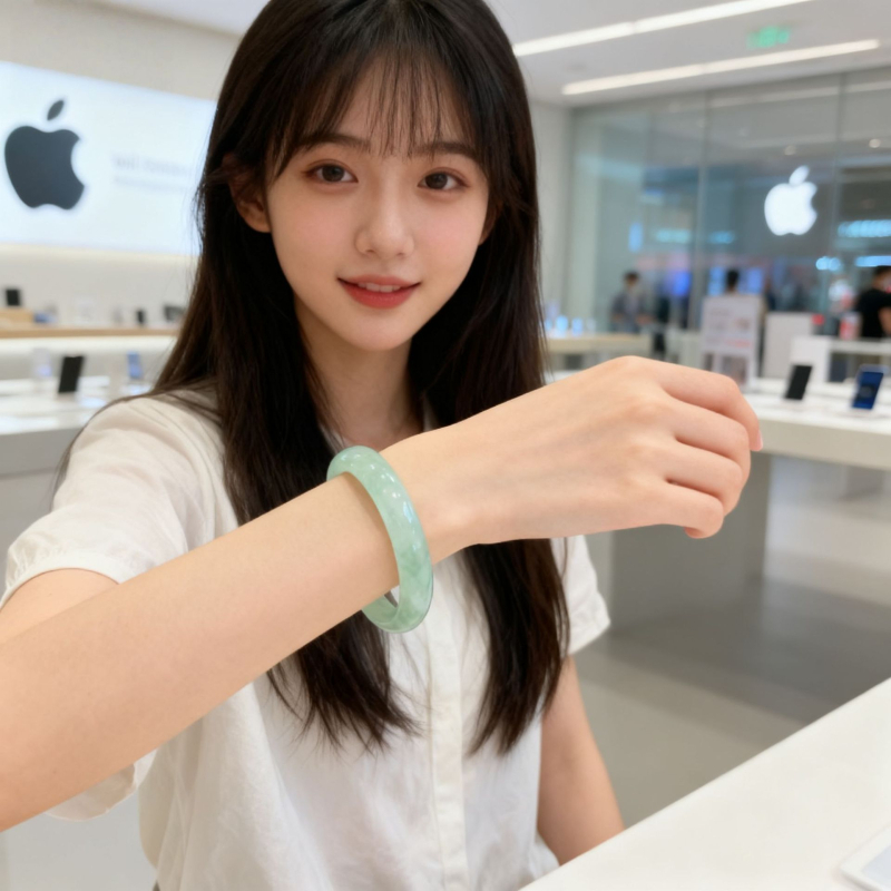 Brățară din calcedonie agat, rotundă, lustruită, stil Xiaoxiangfeng, primăvara 2025