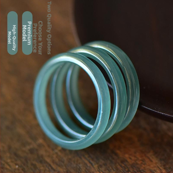 Unisex žiedas iš nefrito, ledo tipo paviršius, Seiko apdaila