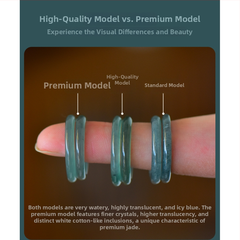 Unisex žiedas iš nefrito, ledo tipo paviršius, Seiko apdaila