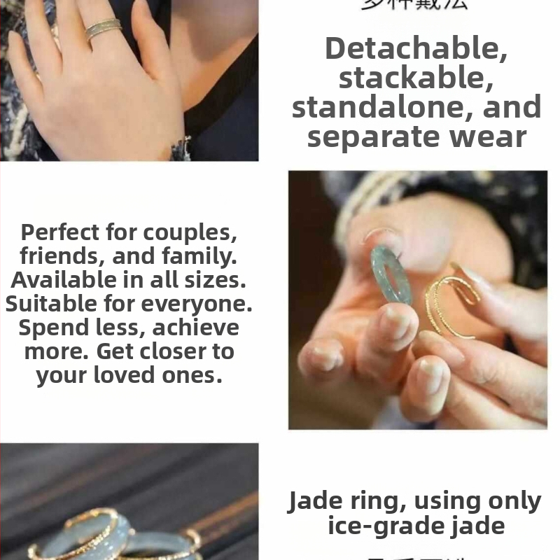 Rankų darbo nefrito žiedas su aukso įdėklu, unisex dizainas, 2024 m. pavasaris