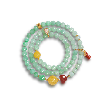 Natūrali Jadeito A klasės apyrankė su apvaliais karoliukais, Kinijos stilius, S925 sidabro danga su 18K aukso danga