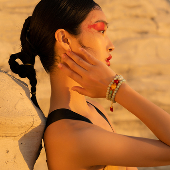 Natūrali Jadeito A klasės apyrankė su apvaliais karoliukais, Kinijos stilius, S925 sidabro danga su 18K aukso danga