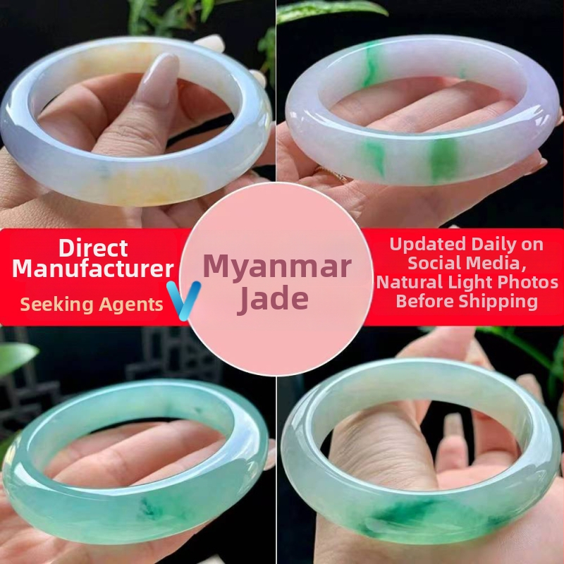 Jadeito apyrankė su plaukiojančiais gėlių raštais, ledo tipo jadeitas, pilnas apskritimas, etninis moterų stilius, poliruotas paviršius