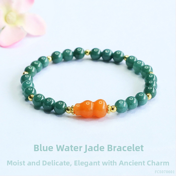 Jadeito apyrankė, rankomis megzta, etninio stiliaus, geometrinė forma