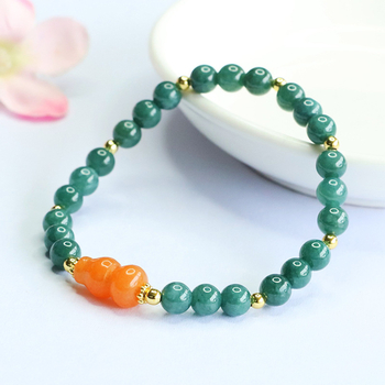 Jadeito apyrankė, rankomis megzta, etninio stiliaus, geometrinė forma