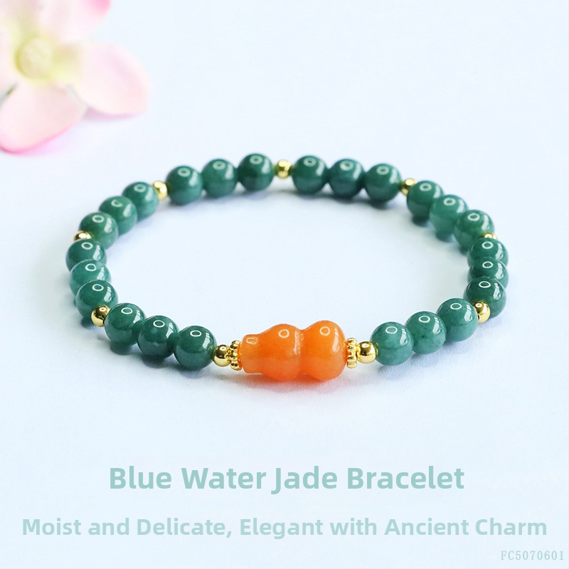 Jadeito apyrankė, rankomis megzta, etninio stiliaus, geometrinė forma