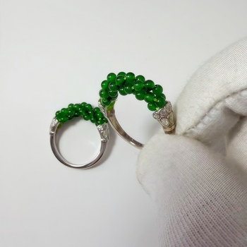 Mingmao juvelyriniai papuošalai Guatemalos jade ringas su trim siūlų susuktos konstrukcijos, 925 sidabras padengtas 18K aukso danga, moterims