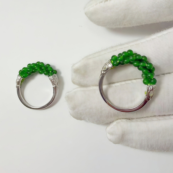 Mingmao juvelyriniai papuošalai Guatemalos jade ringas su trim siūlų susuktos konstrukcijos, 925 sidabras padengtas 18K aukso danga, moterims