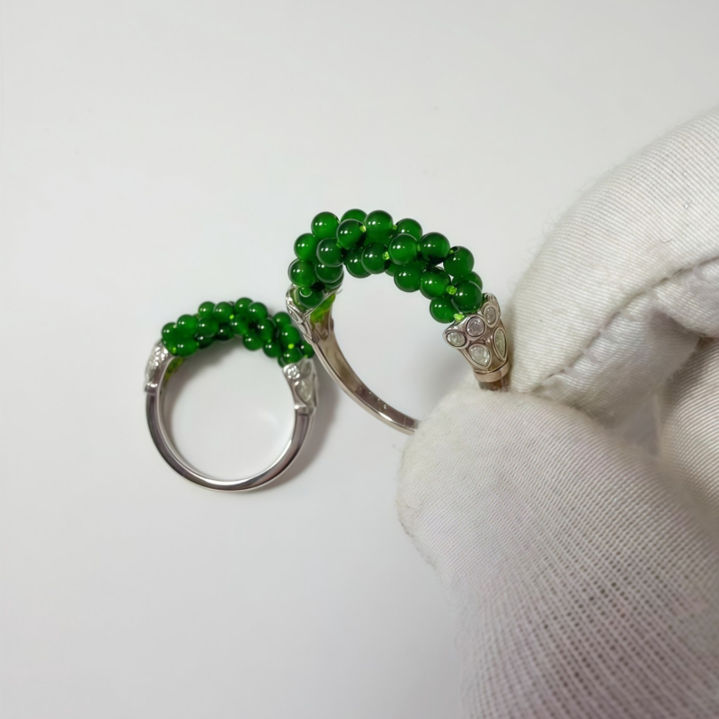 Mingmao juvelyriniai papuošalai Guatemalos jade ringas su trim siūlų susuktos konstrukcijos, 925 sidabras padengtas 18K aukso danga, moterims