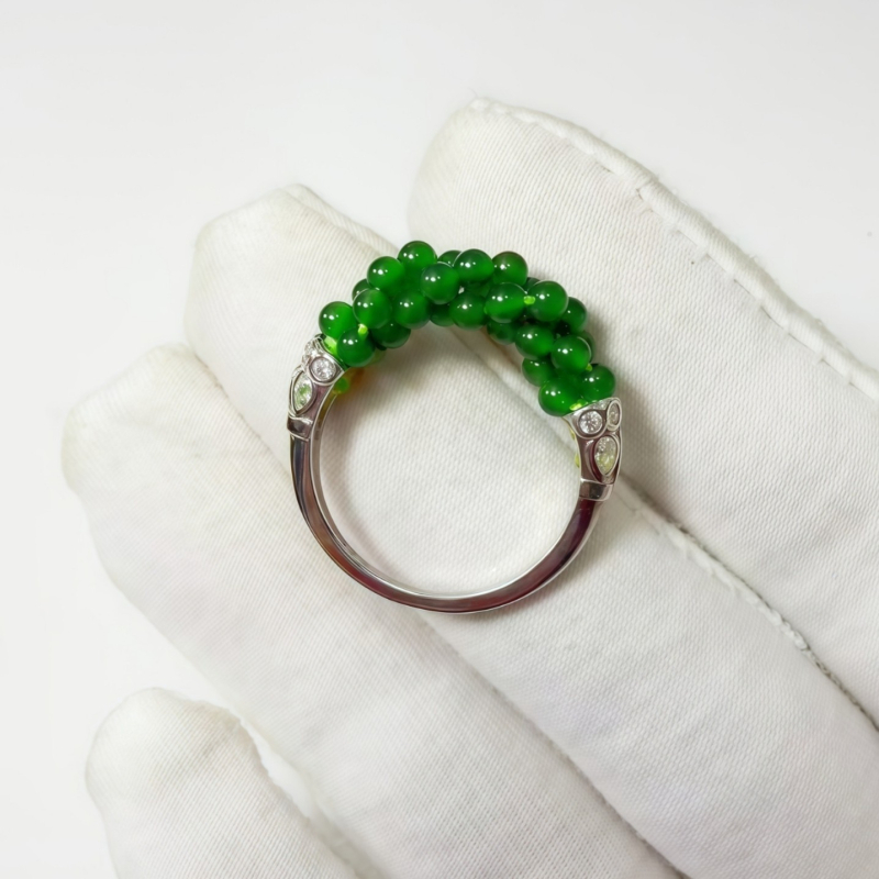 Mingmao juvelyriniai papuošalai Guatemalos jade ringas su trim siūlų susuktos konstrukcijos, 925 sidabras padengtas 18K aukso danga, moterims