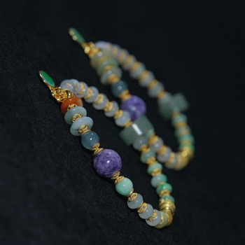 Brățară din jad cu mărgele abac pentru femei (Brand: Muge; Stil: Brățară, feminin, stil chinezesc; Tratament: încrustare cu argint; Ambalare: ambalaj individual)