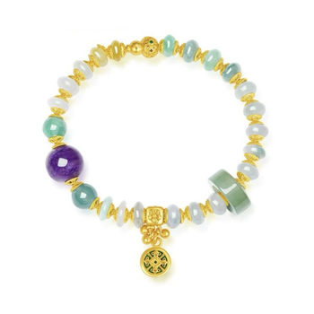 Brățară din jad cu mărgele abac pentru femei (Brand: Muge; Stil: Brățară, feminin, stil chinezesc; Tratament: încrustare cu argint; Ambalare: ambalaj individual)