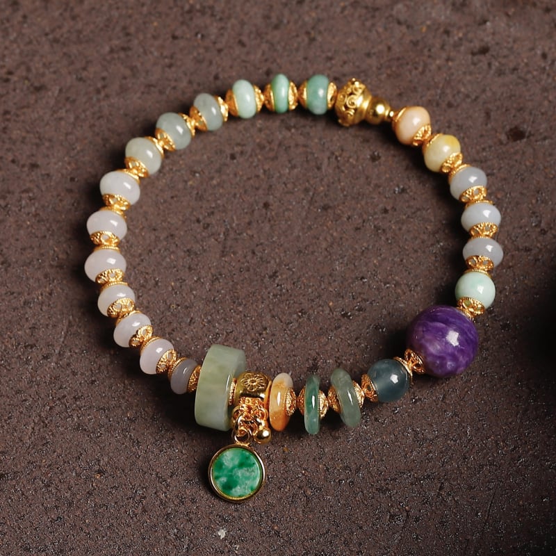 Brățară din jad cu mărgele abac pentru femei (Brand: Muge; Stil: Brățară, feminin, stil chinezesc; Tratament: încrustare cu argint; Ambalare: ambalaj individual)