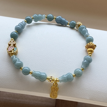 Nefritna narukvica s perlicama u obliku tikve – unisex, izrada od perlica, novi kineski stil