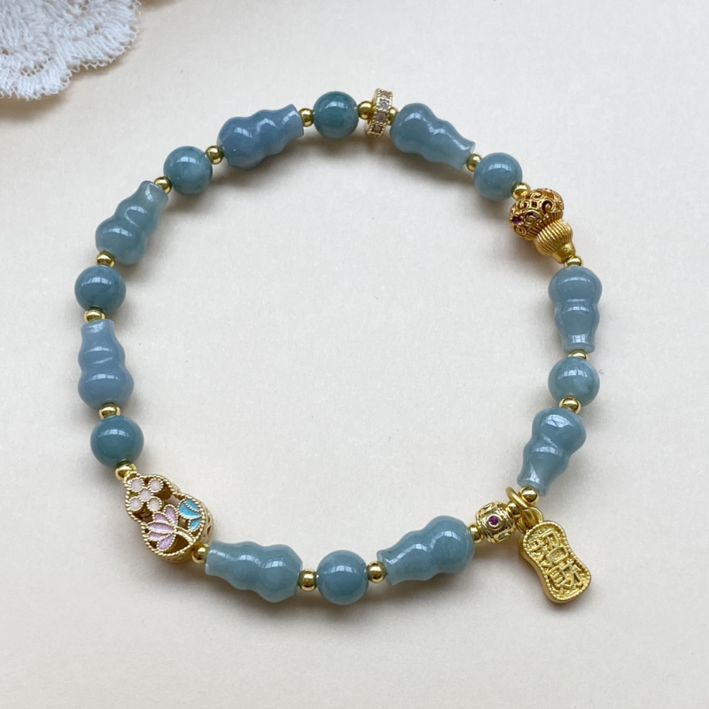 Nefritna narukvica s perlicama u obliku tikve – unisex, izrada od perlica, novi kineski stil