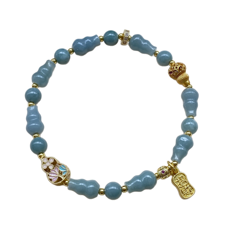 Nefritna narukvica s perlicama u obliku tikve – unisex, izrada od perlica, novi kineski stil