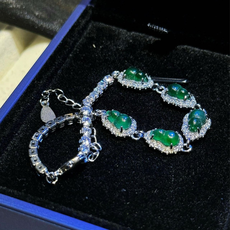 Jade karkötő geometriai mintával és gyémántbevonattal, nőknek, friss stílus, ajándék munkatársaknak