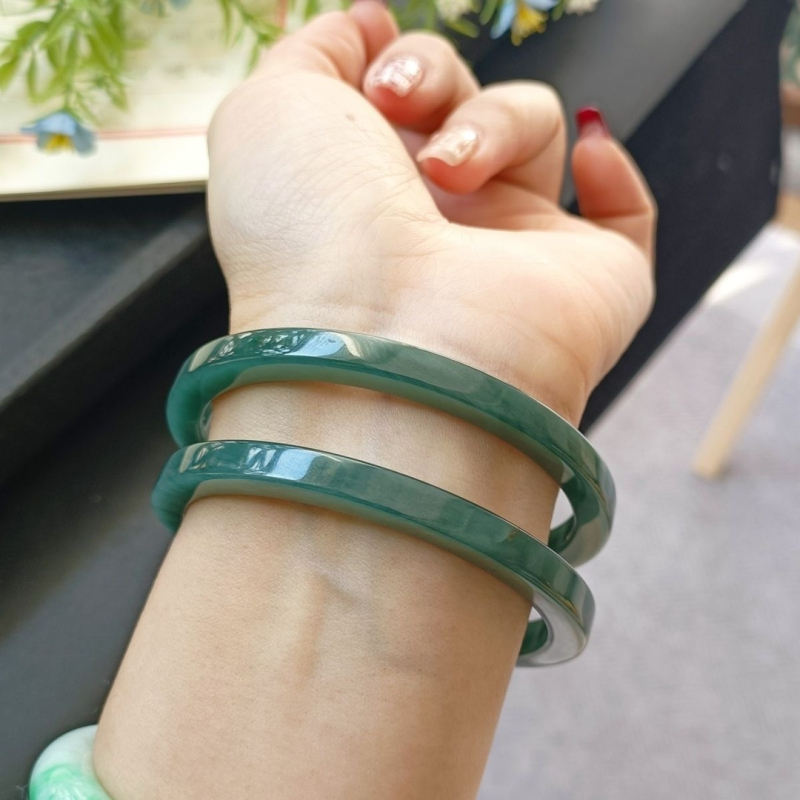 Természetes jade karkötő, A-osztály, polírozott felület, uniszex, egyszerű stílus