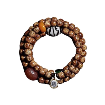 Brățară Bodhi cu semințe pentru bărbați, design multistrat cu jad, mărgele Dzi și agate vechi, stil etnic