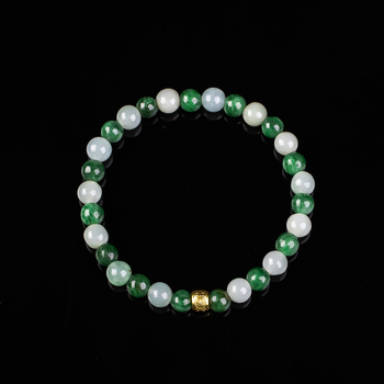 Brățară, jadeit birman de calitate A, DIY Alb Gheață cu pietre verzi multiple, lucrată manual, stil etnic unisex