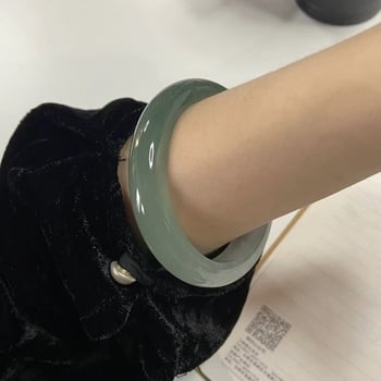 Náramok z jadeitu, ľadovo-lepkavý typ, ručne vyrobený, zlatý vsadený, etnický unisex štýl