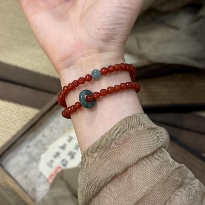 Jade karkötő, kézzel készült, új kínai stílus, geometriai forma, 2025 ősz