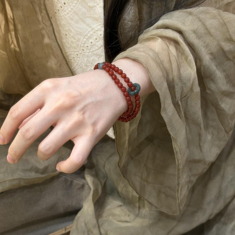 Jade karkötő, kézzel készült, új kínai stílus, geometriai forma, 2025 ősz