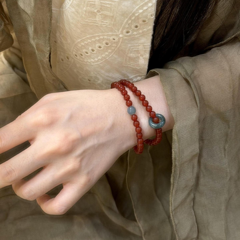 Jade karkötő, kézzel készült, új kínai stílus, geometriai forma, 2025 ősz