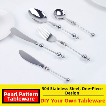 Set tacâmuri din oțel inoxidabil 304 — lingură, lingură de desert și furculiță, lucrat manual, finisaj oglindă