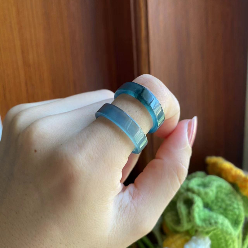 Jadeitni prsten, tip leda, četvrtasti jednostavni prsten, ručna izrada, unisex