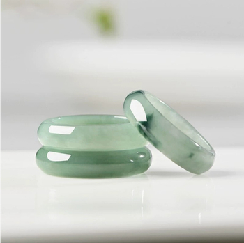 Jadeite gyűrű Floating Flower mintával, uniszex, kézzel készített, Ice-Waxy Burmese Class A Jade