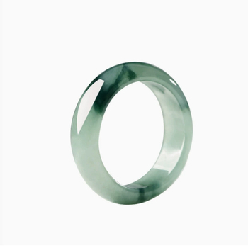 Jadeite gyűrű Floating Flower mintával, uniszex, kézzel készített, Ice-Waxy Burmese Class A Jade