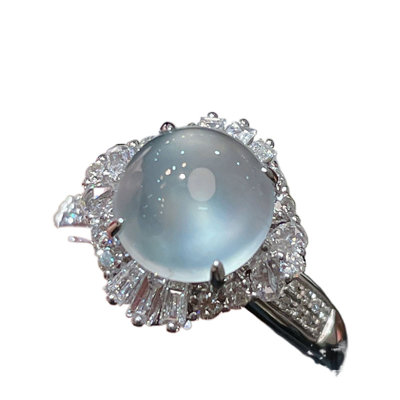 18K arany bevonatú gyűrű, természetes jade, tojás alakú dizájn