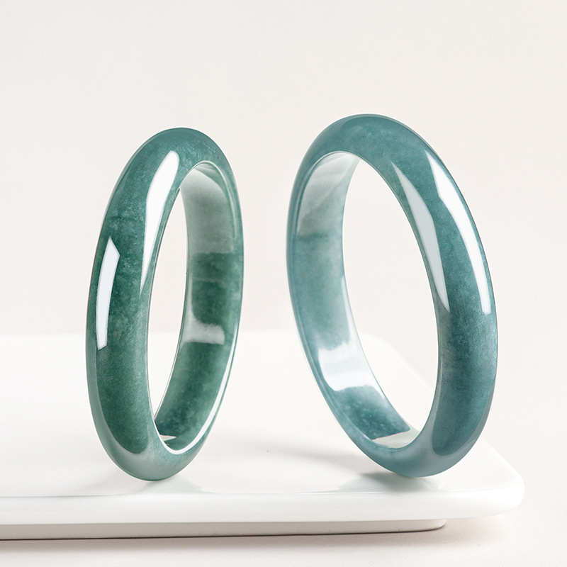 Brățară din jad Jadeit, rotundă, tip gheață, stil simplu feminin