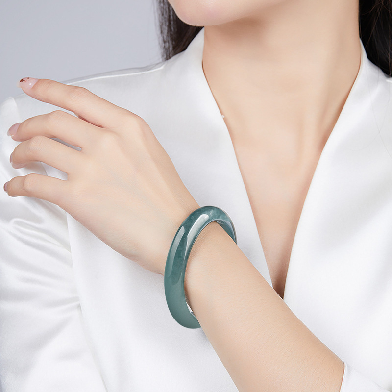Brățară din jad Jadeit, rotundă, tip gheață, stil simplu feminin