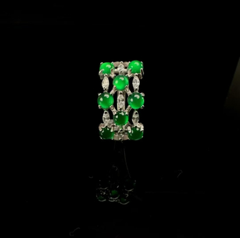 Inel din argint 925, Jadeit natural, A-clasă, design multifacetat