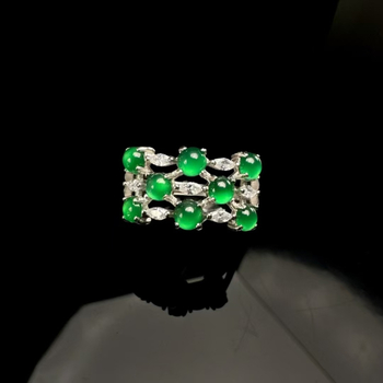 Inel din argint 925, Jadeit natural, A-clasă, design multifacetat