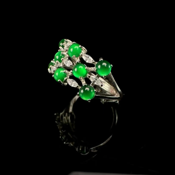 Inel din argint 925, Jadeit natural, A-clasă, design multifacetat