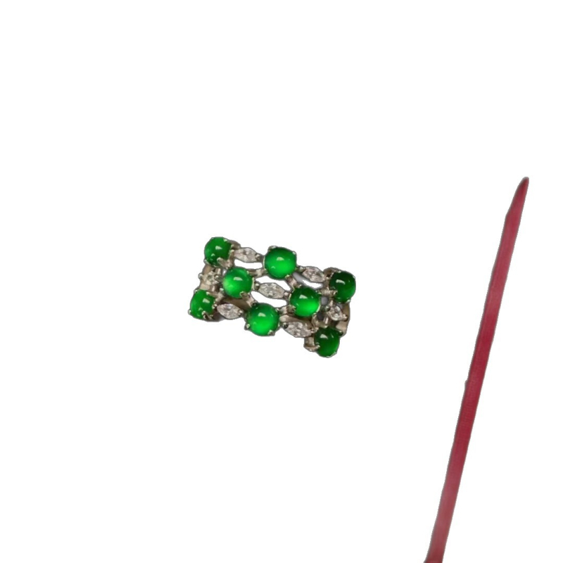 Inel din argint 925, Jadeit natural, A-clasă, design multifacetat