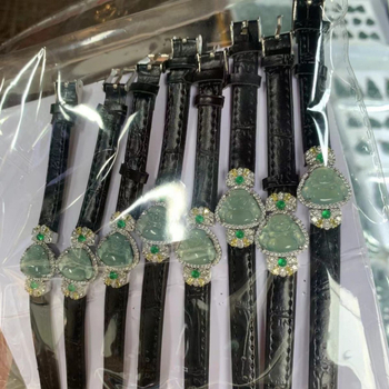 Prirodni jadeit Buddha privjesak narukvica – etnički stil, oblik privjeska, elektroplatiranje, jesen 2024