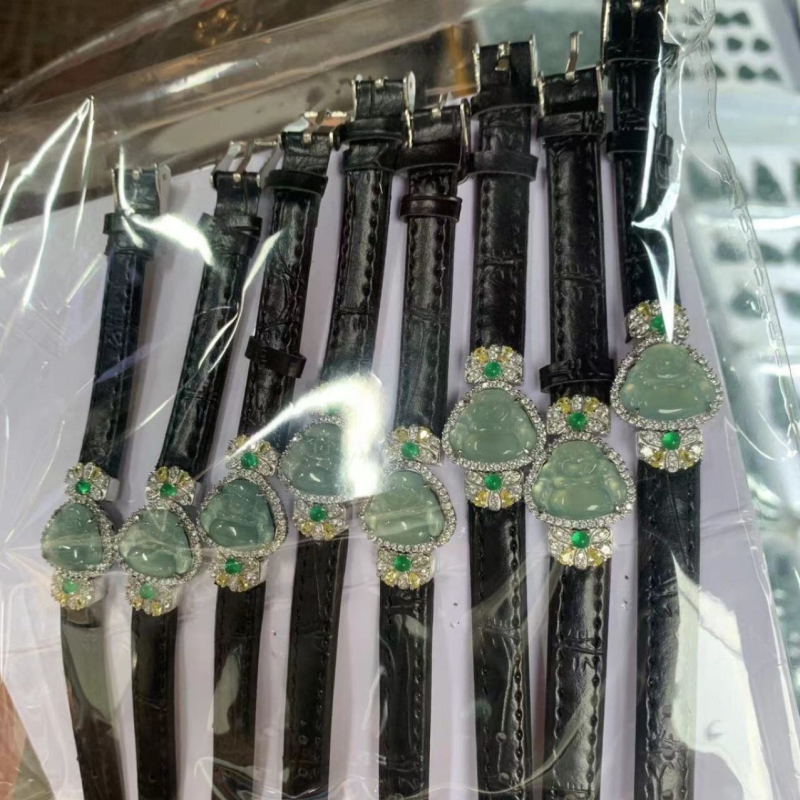 Prirodni jadeit Buddha privjesak narukvica – etnički stil, oblik privjeska, elektroplatiranje, jesen 2024