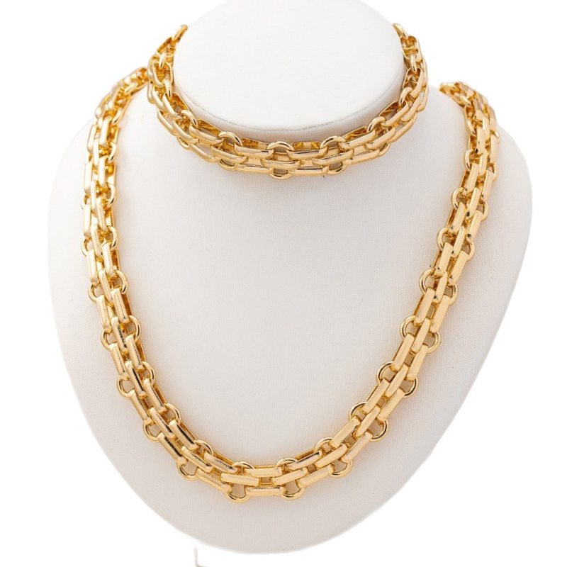 Unisex set nakita: ogrlica i narukvica s teškim željeznim industrijskim lancem, elektroplating, punk stil